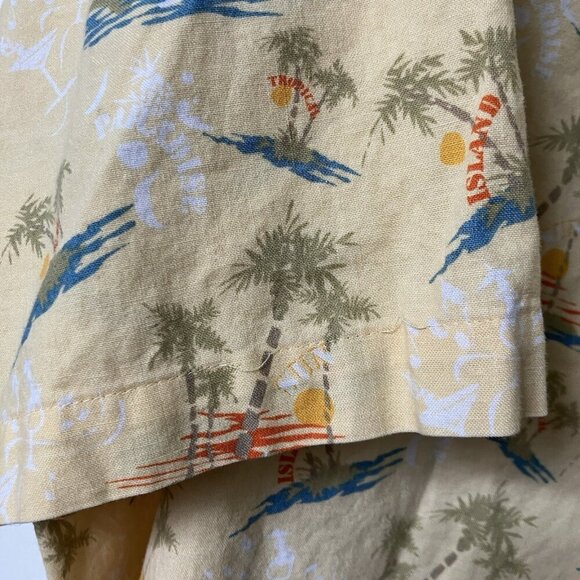 Route 66 Hawaiian Shirt Mens XL Tropical Island Resort Wear Camp Cotton Yellow - Picture 2 of 6